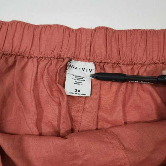 Ava & Viv Women's Plus Size Linen Shorts - 3X, 4X Orange Red - Picture 6 of 8